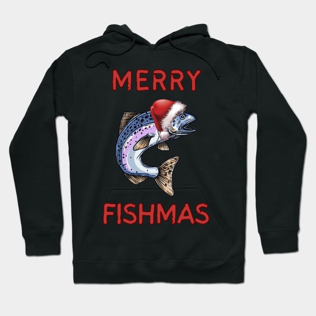 Merry Fishmas Funny Ugly Fishing Gift Hoodie by MagpieMoonUSA